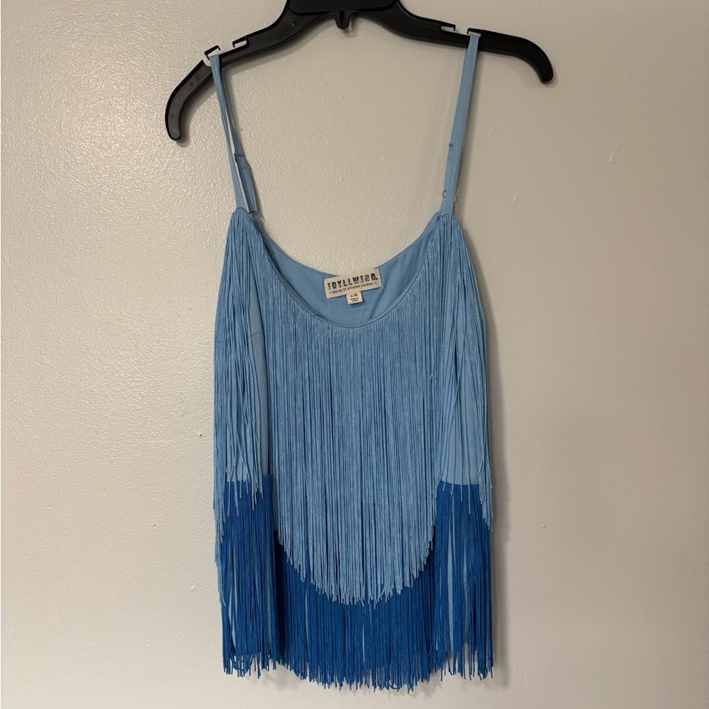 Idyllwind Light Blue to Royal Blue Fringe Camisole